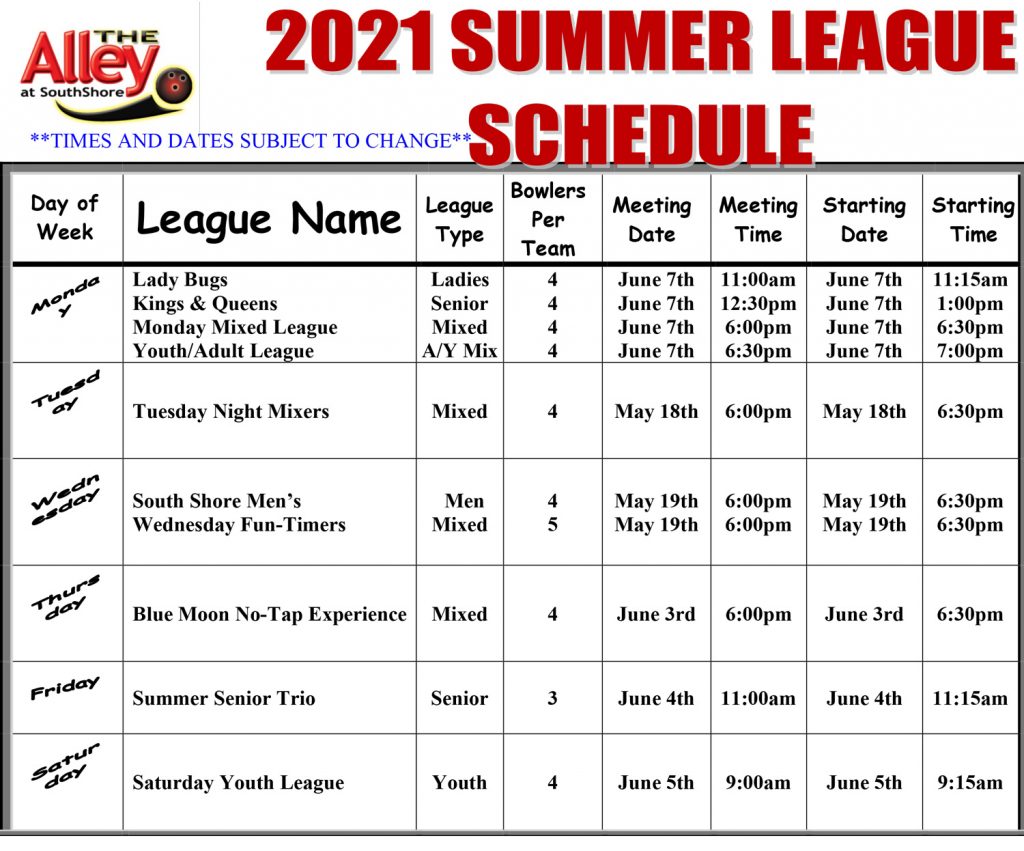 summer league schedule