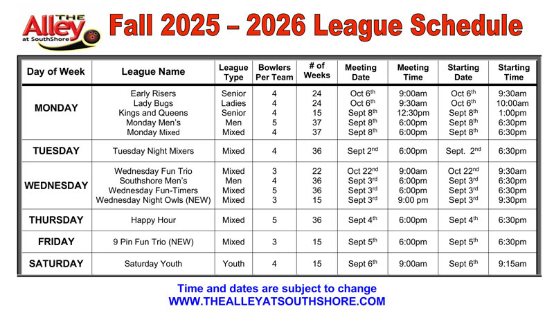 fall leagues